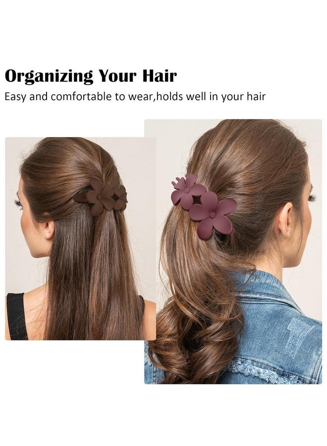 BIG BOX 4PCS Flower Flat Claw Clips for Women With Thick Hair - No Bend Alligator Duck Billed Styling Clips - Matte French Hair Barrettes - Image 2