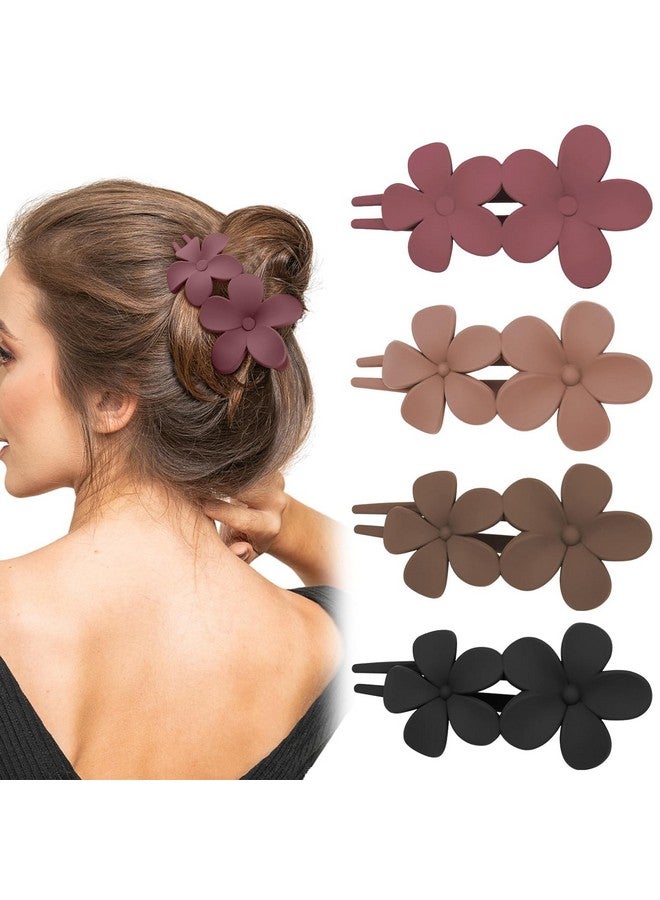 BIG BOX 4PCS Flower Flat Claw Clips for Women With Thick Hair - No Bend Alligator Duck Billed Styling Clips - Matte French Hair Barrettes - Image 1
