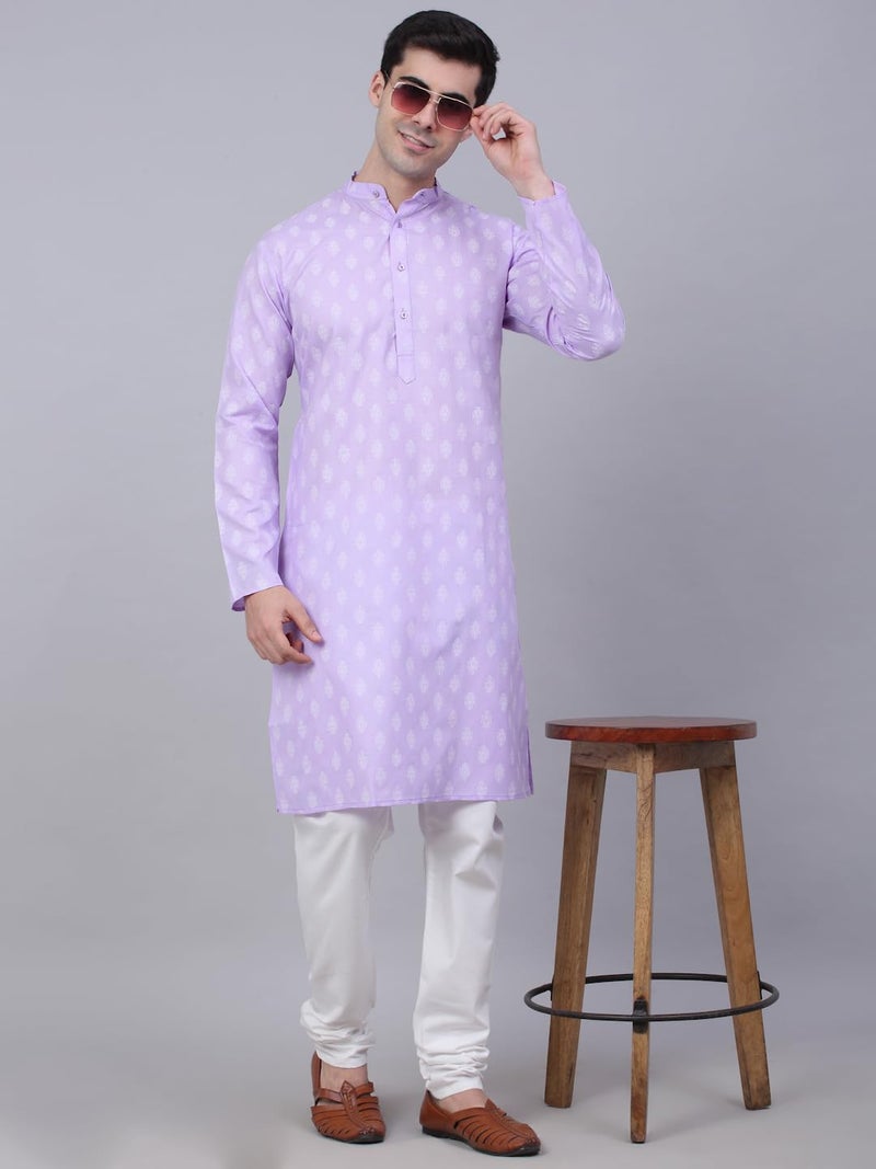 Jompers Men's Cotton Floral Printed Kurtas (Purple, XL) - Image 4