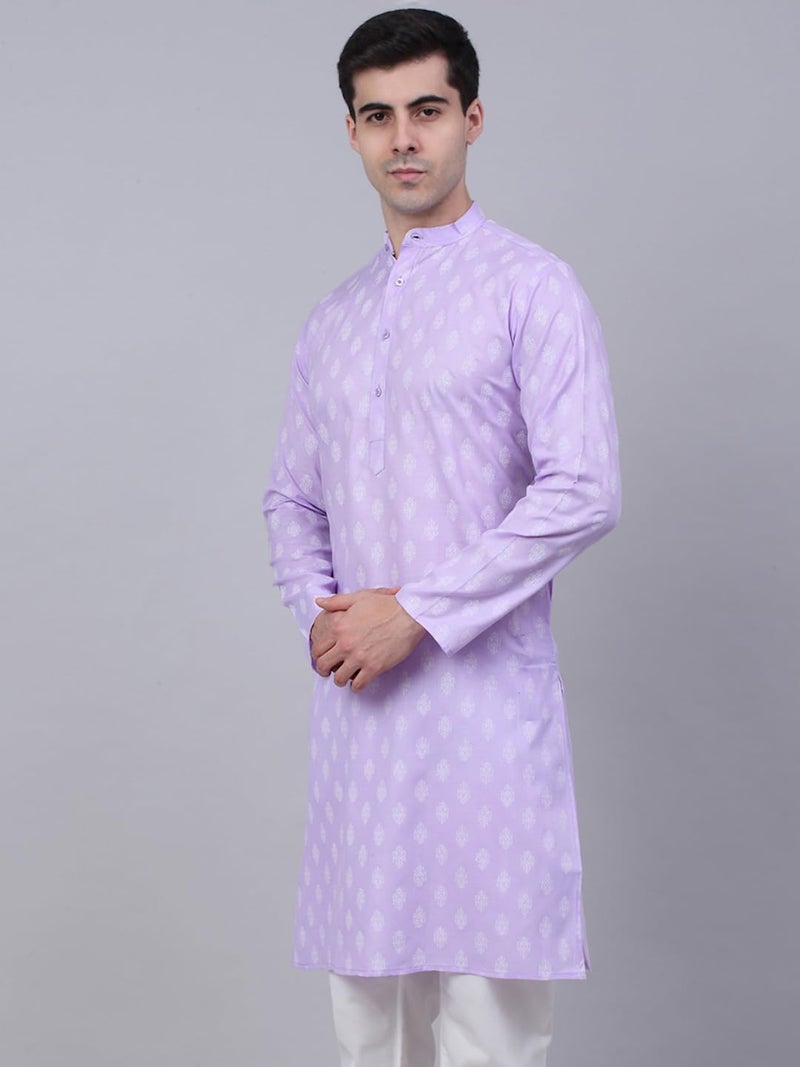 Jompers Men's Cotton Floral Printed Kurtas (Purple, XL) - Image 3