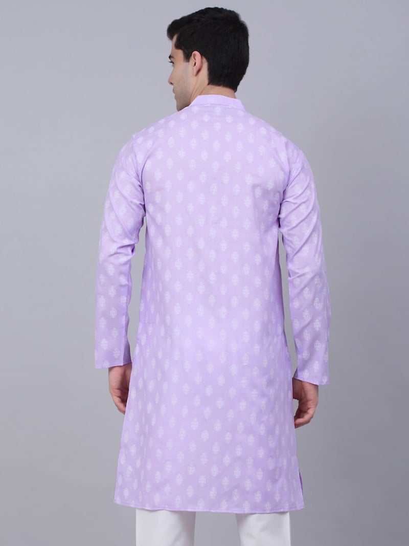 Jompers Men's Cotton Floral Printed Kurtas (Purple, XL) - Image 2