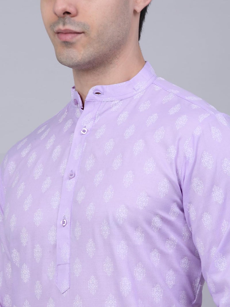Jompers Men's Cotton Floral Printed Kurtas (Purple, XL) - Image 5