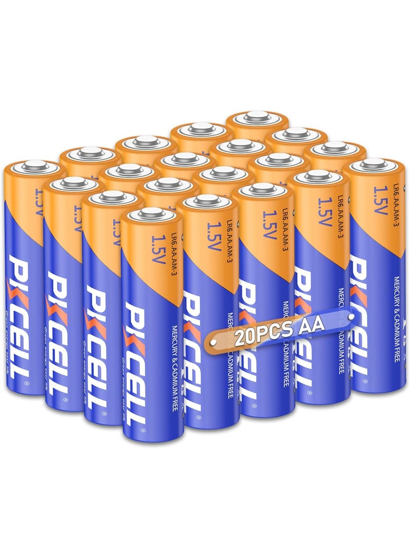بي كي سيل 20 Pack AA Batteries, 1.5V High Performance Alkaline Double AA Battery for Keyboards, Clocks, Toys, Remote Controls (10-Year Shelf Life) - Image 1