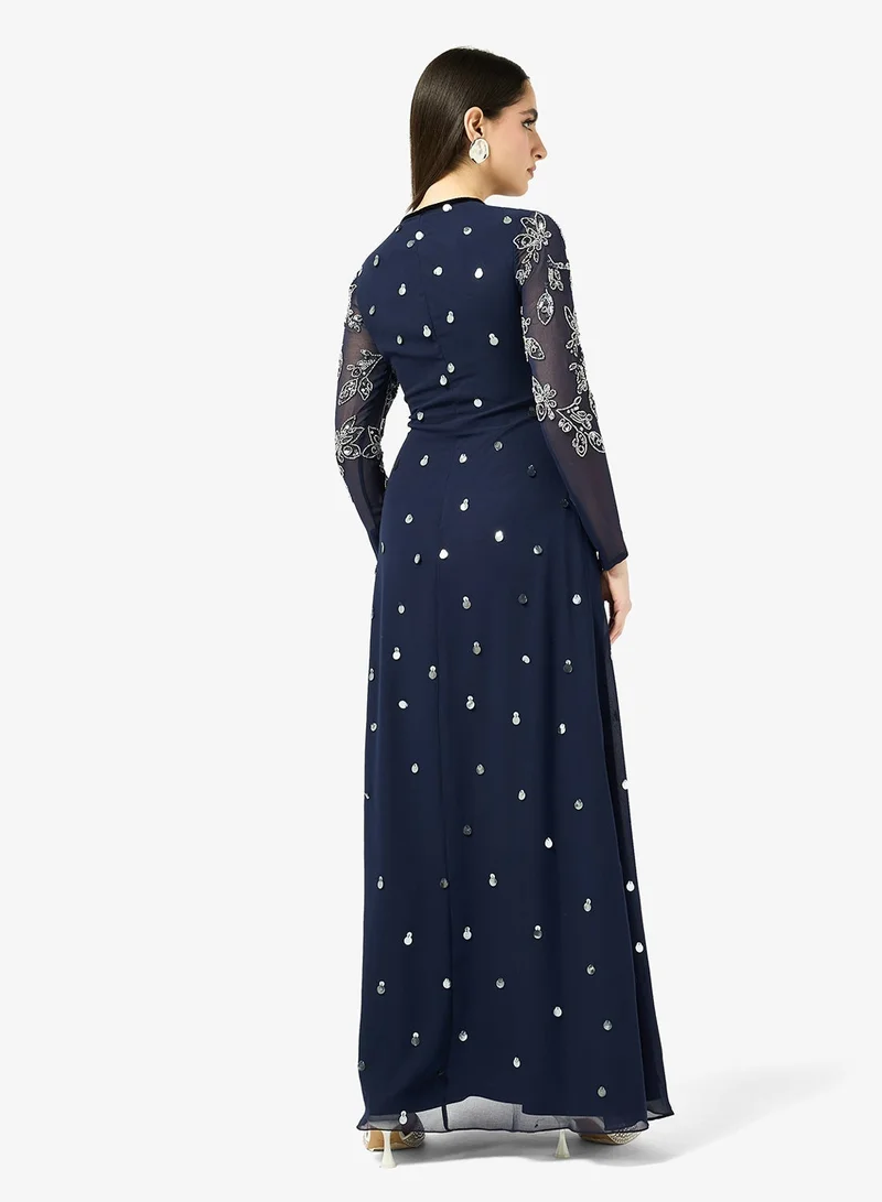 Frock and Frill Embellished Long Sleeve Maxi Dress