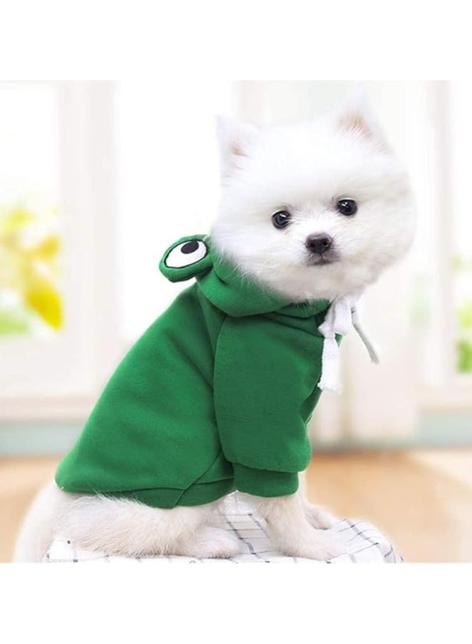Green Tiger Dog Hoodie, Dog Basic Sweater Coat Cute Frog Shape Warm Jacket Pet Cold Weather Clothes Outfit Outerwear for Cats Puppy Small Largr Dogs, Fleece Sweater Cartoon Clothing (Green, Size M) - Image 3