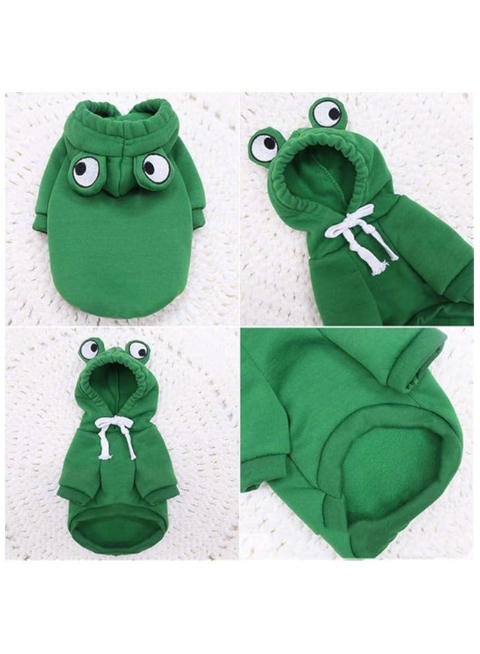 Green Tiger Dog Hoodie, Dog Basic Sweater Coat Cute Frog Shape Warm Jacket Pet Cold Weather Clothes Outfit Outerwear for Cats Puppy Small Largr Dogs, Fleece Sweater Cartoon Clothing (Green, Size M) - Image 5
