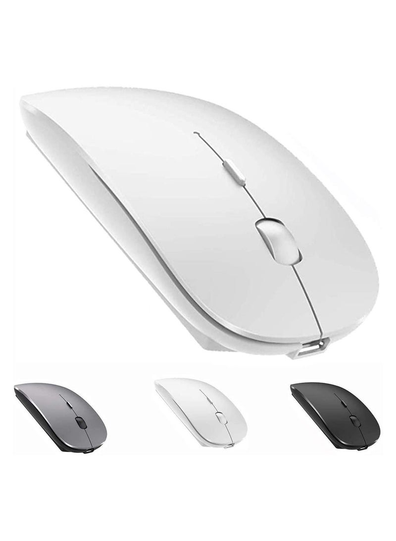 Rechargeable Wireless Bluetooth Mouse for MacBook Pro, Laptop, Computer (White) - Image 1