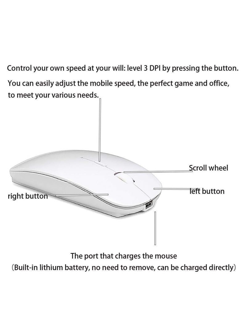 Rechargeable Wireless Bluetooth Mouse for MacBook Pro, Laptop, Computer (White) - Image 3