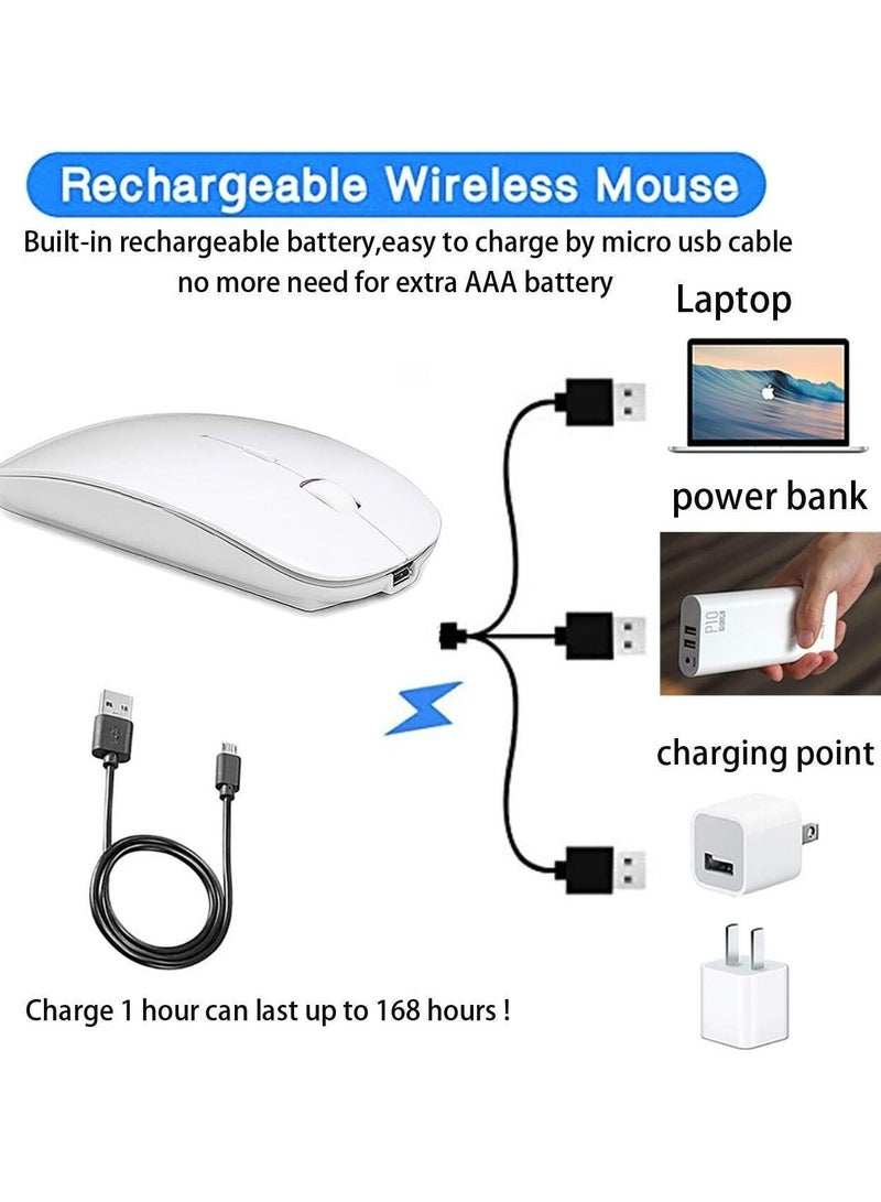 Rechargeable Wireless Bluetooth Mouse for MacBook Pro, Laptop, Computer (White) - Image 5