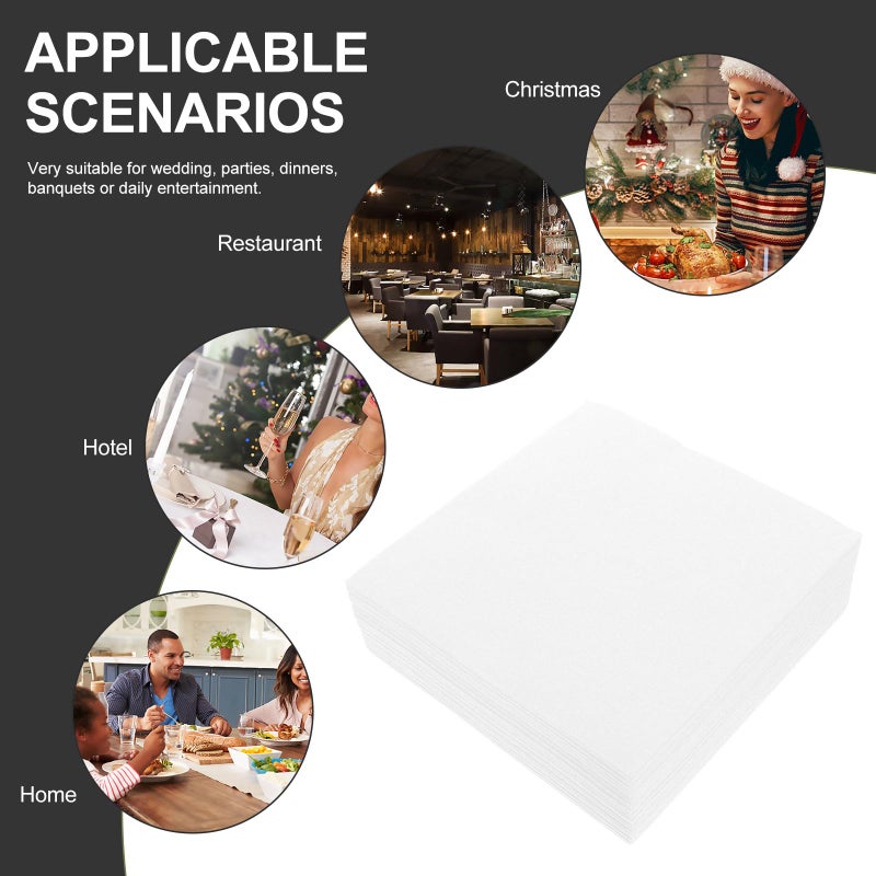 White Disposable Dinner Napkins Bulk Party Napkins for Restaurant Banquets Holiday Events - Image 4