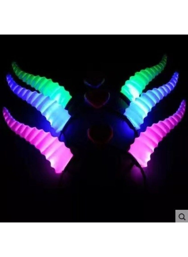 Cheering Headband Glow Stick Small Gift Party Flash Horn Head Hoop Horn Head Buckle Toy-Color:Horns - Image 1