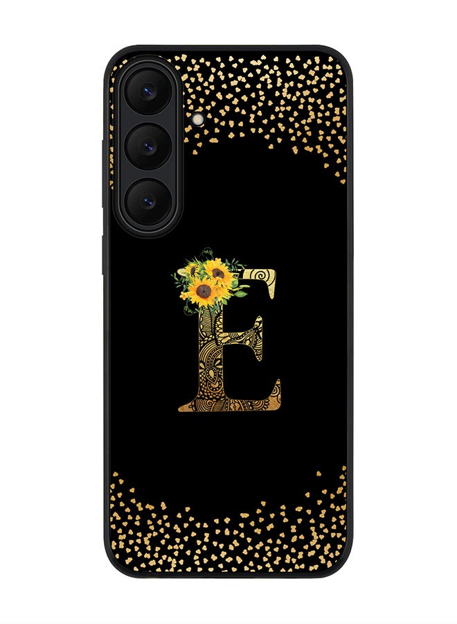 Stylizedd For Samsung Galaxy S25 FE Case,Slim fit Camera Protection, Shockproof Thin Phone cover  - Custom Floral Monogram - E ( Black )