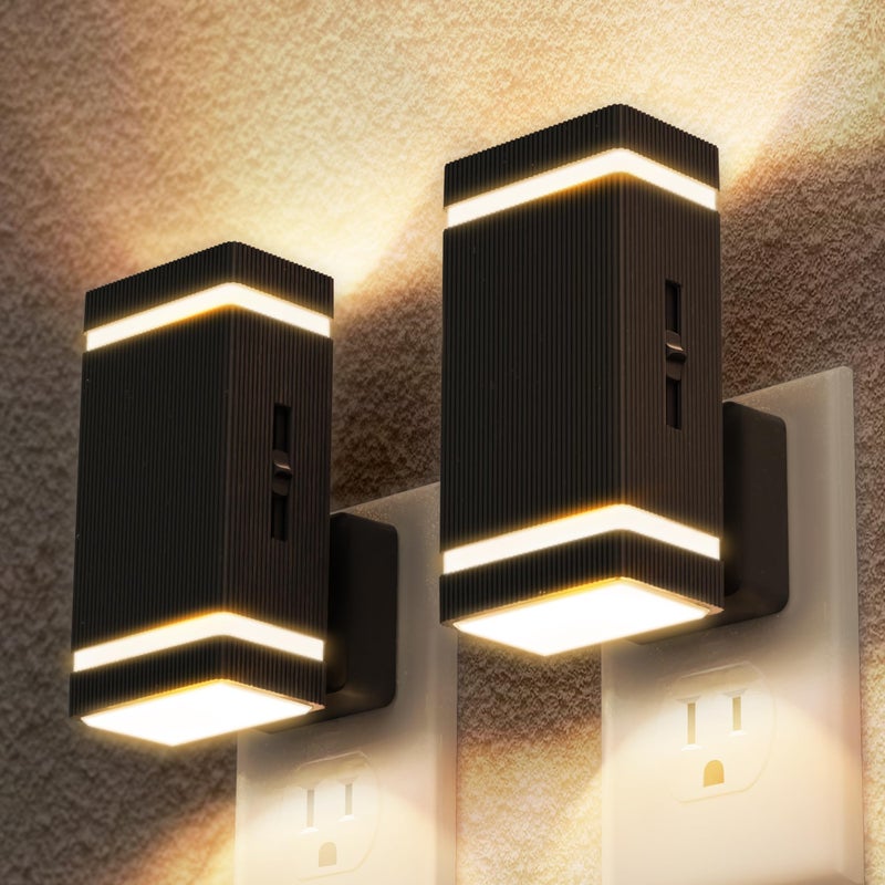 DORESshop Led Night Lights Plug into Wall 2 Pack 1W 3000K Dimmable Night Light from 0LM to 100LM for Bathroom Hallway Bedroom Kids Room Stairway