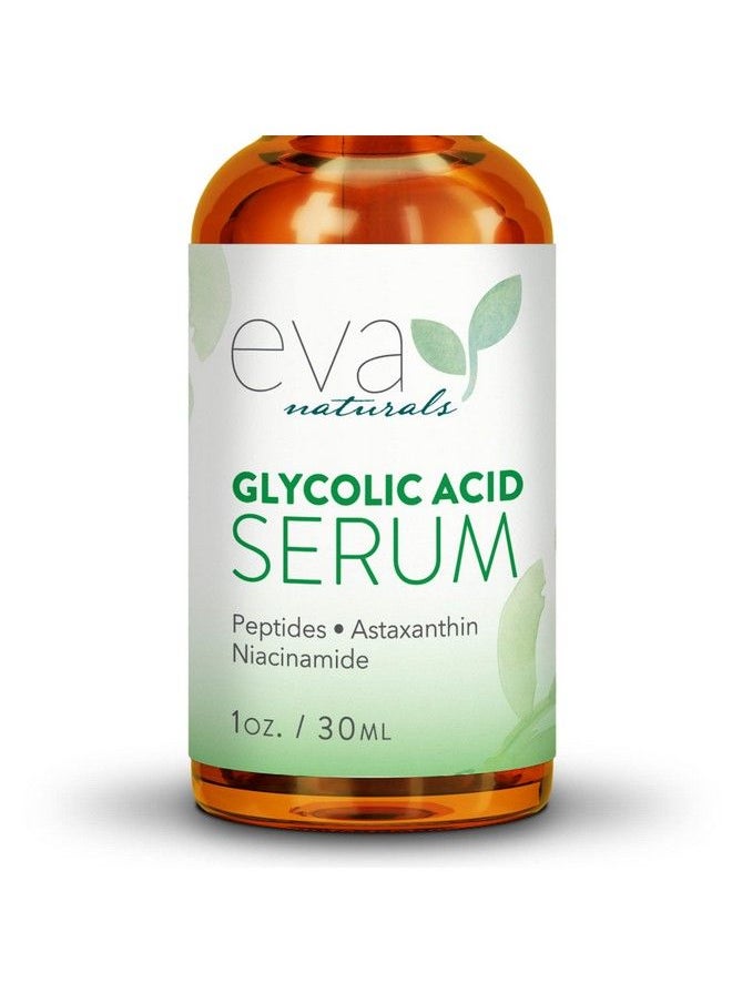 Eva Naturals Glycolic Acid Serum: Alpha Hydroxy Acid (Aha) Antiaging Vitamin C & Hyaluronic Acid Skin Brightening And Restoring For Hyperpigmentation Acne Scars Fine Lines Dark Circles & Puffiness (1Oz)  - Image 1