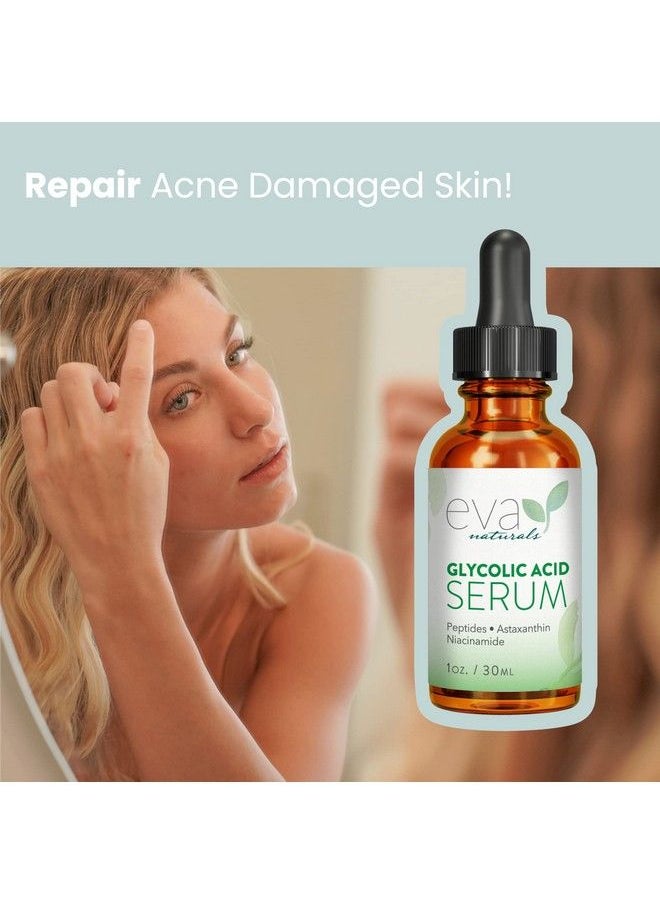 Eva Naturals Glycolic Acid Serum: Alpha Hydroxy Acid (Aha) Antiaging Vitamin C & Hyaluronic Acid Skin Brightening And Restoring For Hyperpigmentation Acne Scars Fine Lines Dark Circles & Puffiness (1Oz)  - Image 5