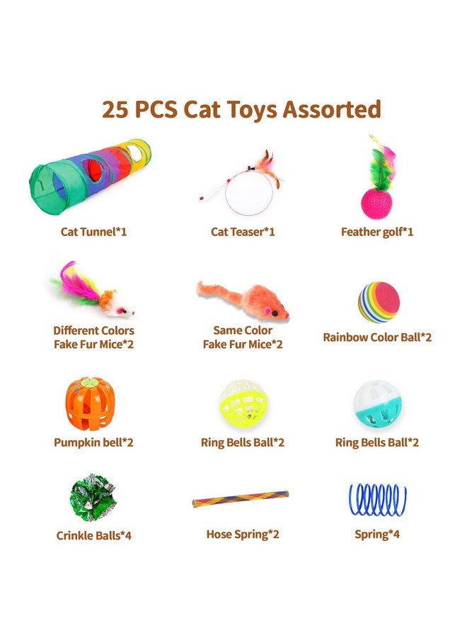 iCAGY Kitten Toys, Cat Toys, 25 Assorted Cat Stuff Toys Pack Including Crinkle Tunnel Ball Wand Teaser Feather Mouse Mice Spring Assortment kit for Cats Kittens Rabbits Puppies Rainbow - Image 2