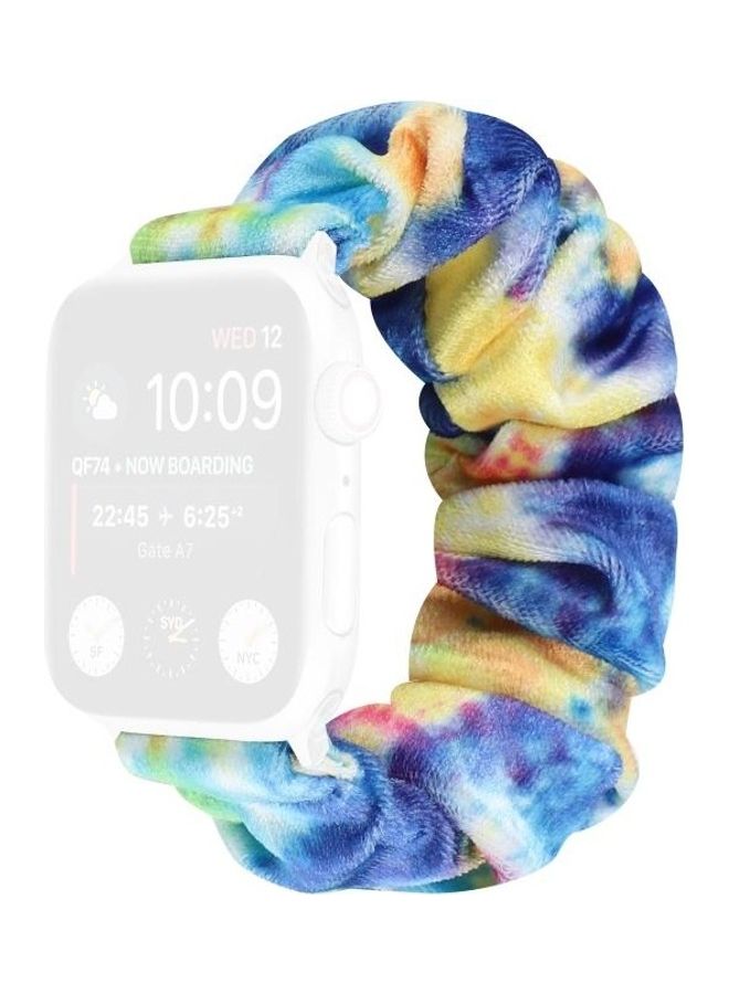 NIBEMINENT Flannel Hair Ring Replacement Watchband For Apple Watch Series 7 45mm/6 & SE 5 4 44mm/3 2 1 42mm Multicolour - Image 1