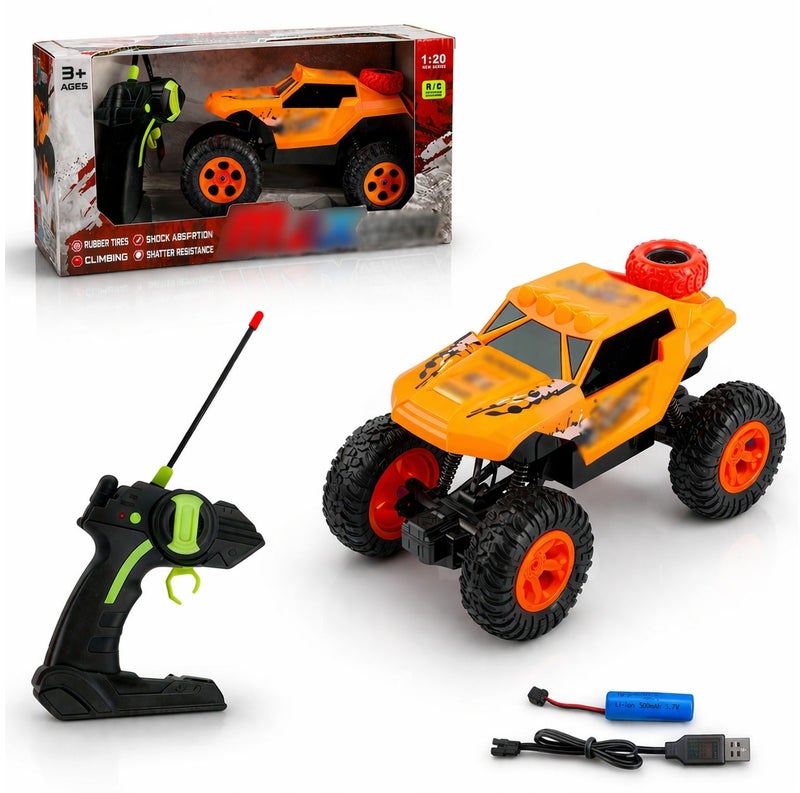 O2. 1:20 Scale Battery-Powered Remote Control Off-Road Climbing Car with Rubber Tires and Shock Absorption Suspension – R/C Forward & Backward All-Terrain Vehicle Toy for Kids Age 3+ - Image 1