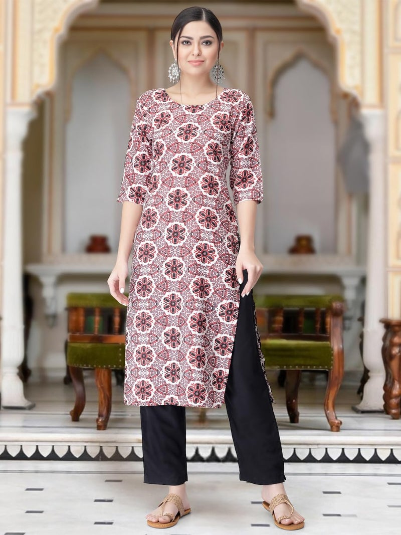 Tee Projekt Versatile Crepe Kurti & Pant Set for Women Printed Kurta Set - Image 5