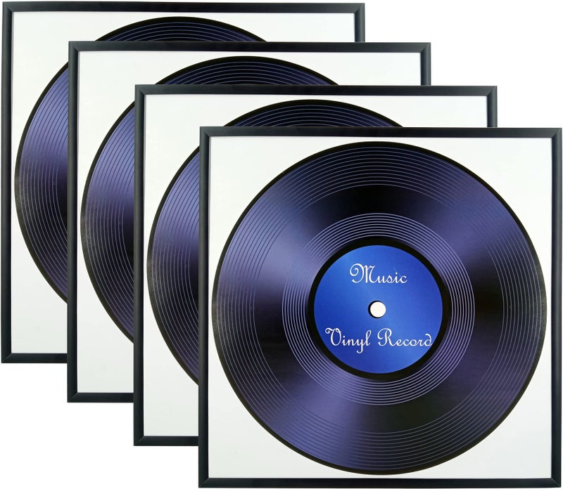 Memory Keeper4 Pack Aluminum Metal Black Music Record Album Frame 125x125 Inch Picture Frame Made to display vinyl LP album covers Fit the album artwork display Butterfly Sawtooth Hanger Spring Clips set of 4pcs