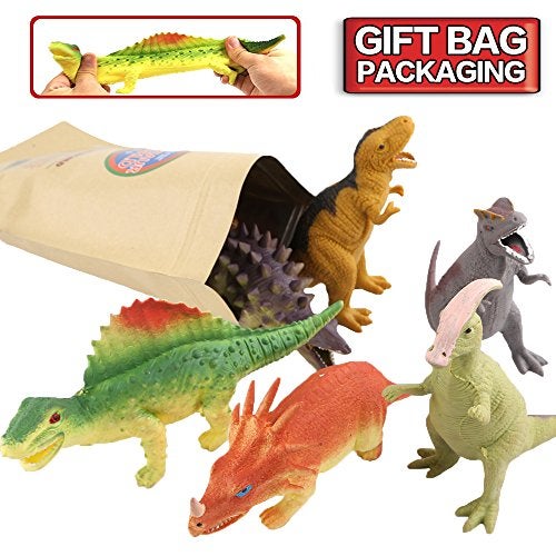 ValeforToy Dinosaur Toy,8 inch Rubber Dinosaur Set(6 Pack),Super Stretches Material TPR with Gift Bag, Realistic Dinosaur Figure Toy for Boy Kid Party Favor - Image 4