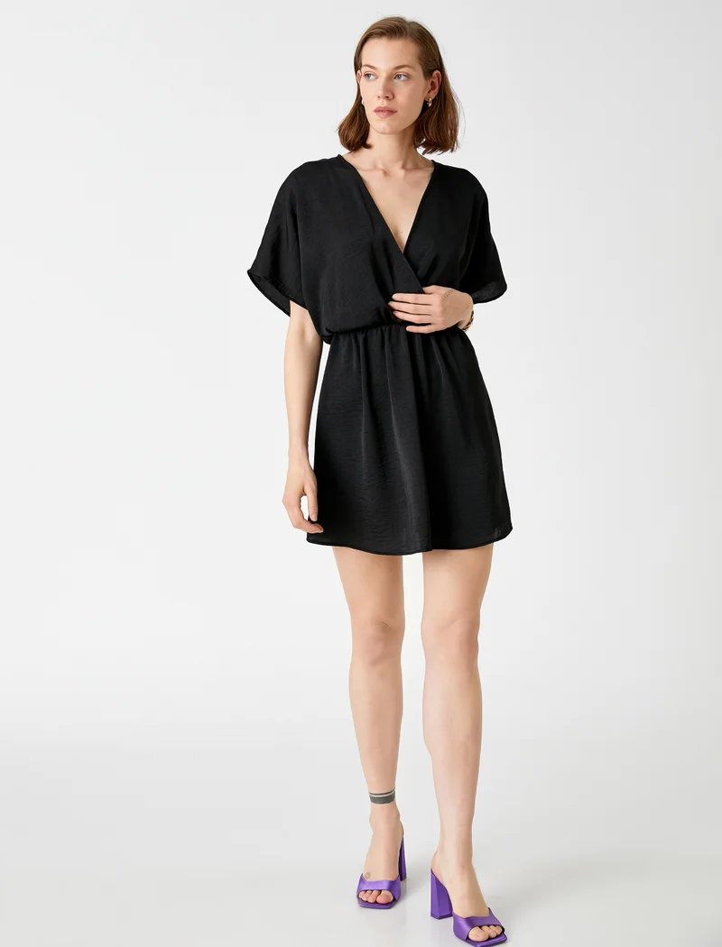 KOTON Mini Dress V Neck Short Sleeve