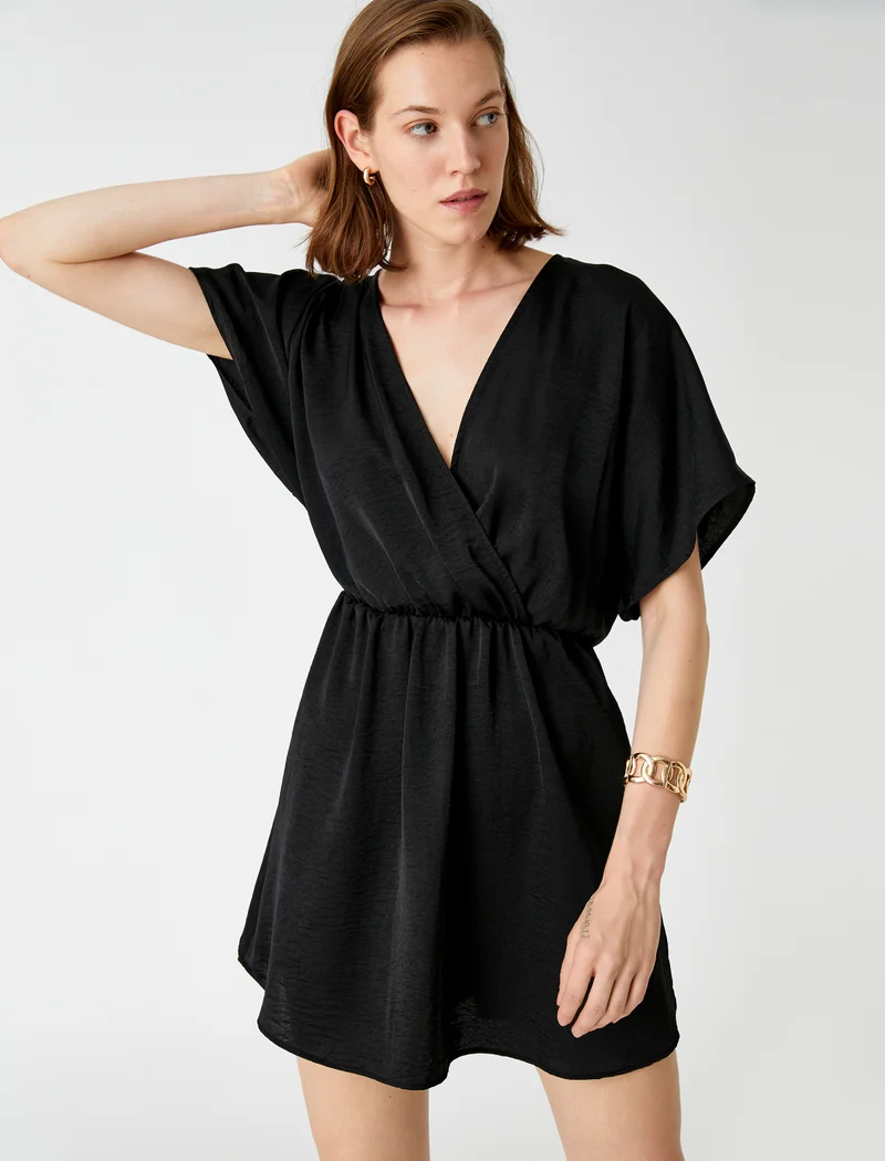 KOTON Mini Dress V Neck Short Sleeve