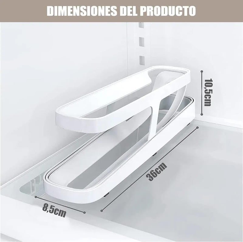 HMV MALL Egg Holder for Refrigerator 2 Layers Automatic Rolling Egg Dispenser White - Image 4