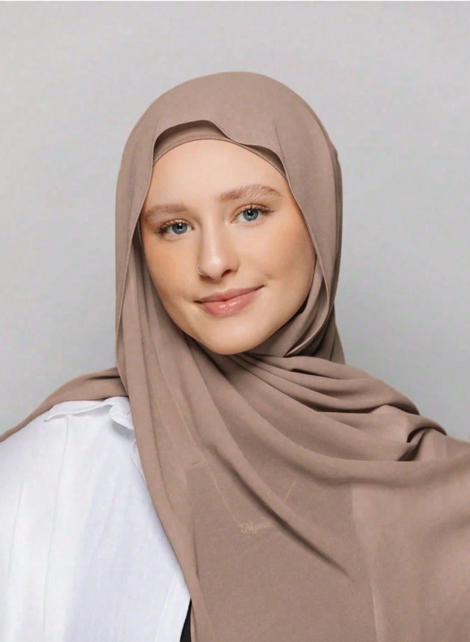 Instant Chiffon Hijab Set 3-in-1 Hijabs Solid Color Woman Scarf with Built-in Magnets and Undercap Head Wraps with Model Cap - Image 2