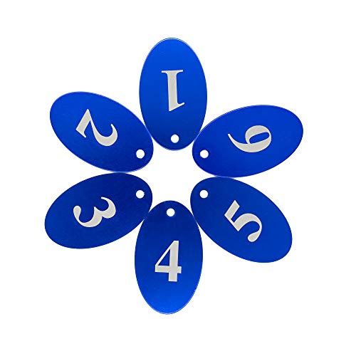 StayMax Aluminum Alloy Oval Number Tag Key Tag with Key Rings (1-25, Blue) - Image 3
