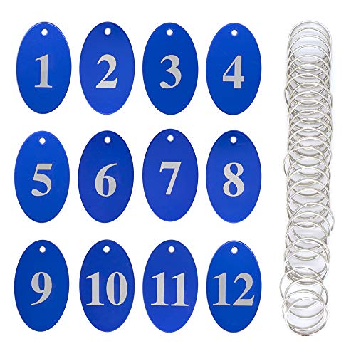 StayMax Aluminum Alloy Oval Number Tag Key Tag with Key Rings (1-25, Blue) - Image 1