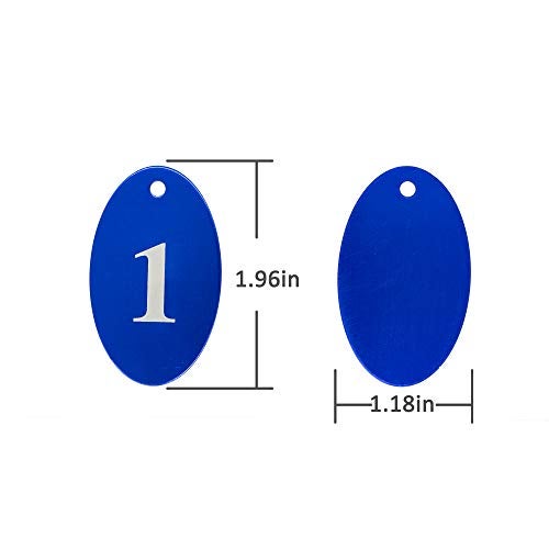 StayMax Aluminum Alloy Oval Number Tag Key Tag with Key Rings (1-25, Blue) - Image 2