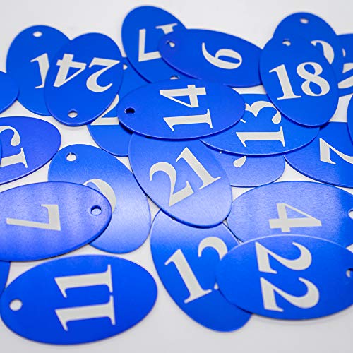 StayMax Aluminum Alloy Oval Number Tag Key Tag with Key Rings (1-25, Blue) - Image 5