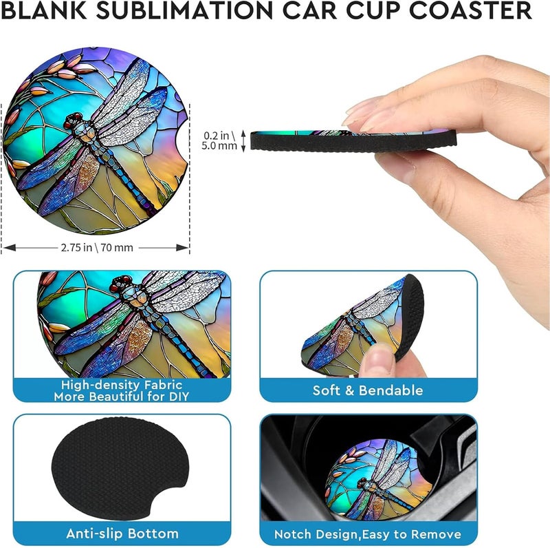 Ldntly Car Coasters for Cup Holders,2 Pack Dragonfly Car Cup Holder Coasters,2.75" Universal Size Anti Slip Rubber Mat,Automotive Cup Holder Decal Decor Accessories,Dragonfly Gifts for Women,Mom - Image 5