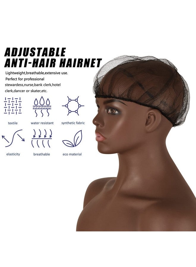 Smilco Nylon Hair Net Black 24Inch Sturdy Hair Nets Food Service 100Pcs Disposable Hairnets For Women & Men Perfect For Sleeping & Kitchen Food Service - Image 5