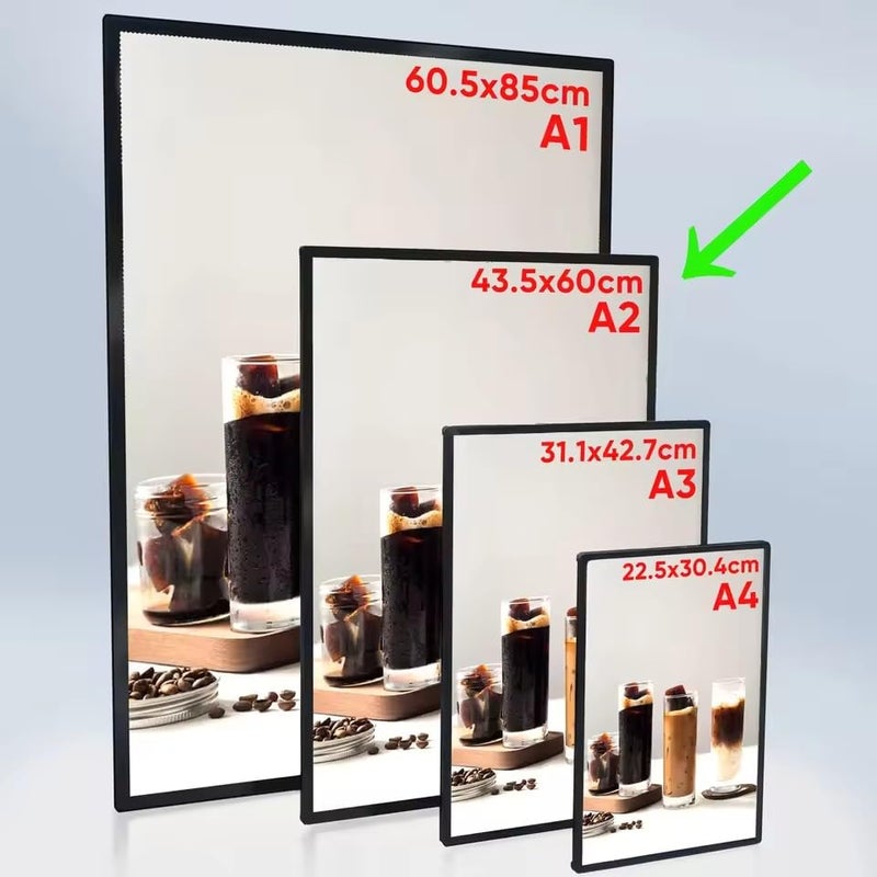 QAILUX Frame Slim LED Advertising Light Box Illuminated Poster Display Cafe Restaurants Menu Board Cinema Movie Poster Display Screen Aluminum Frame Tempered Glass Light Boxes (A3) - Image 5