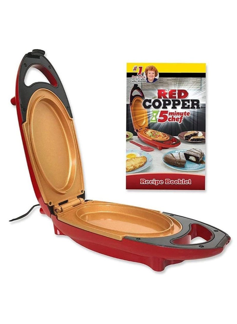 Red Copper 5 Minute Chef Electric Frying Pan Smokeless Nonstick Pan Steak - Image 1