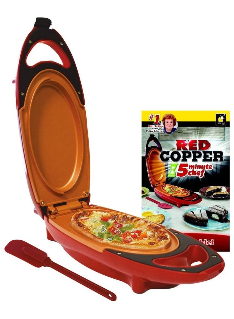 Red Copper 5 Minute Chef Electric Frying Pan Smokeless Nonstick Pan Steak - Image 3