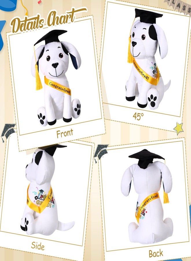 Zomiboo Graduation Dog Autograph Stuffed Animal 2026 Smooth Fabric Stuffed Toy with Congrats Grad Signature Dog Animal with Marking Pen Gold Tassels for Graduate Party Supplies(Black) - Image 3