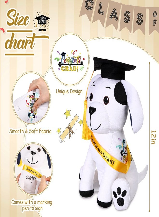 Zomiboo Graduation Dog Autograph Stuffed Animal 2026 Smooth Fabric Stuffed Toy with Congrats Grad Signature Dog Animal with Marking Pen Gold Tassels for Graduate Party Supplies(Black) - Image 2