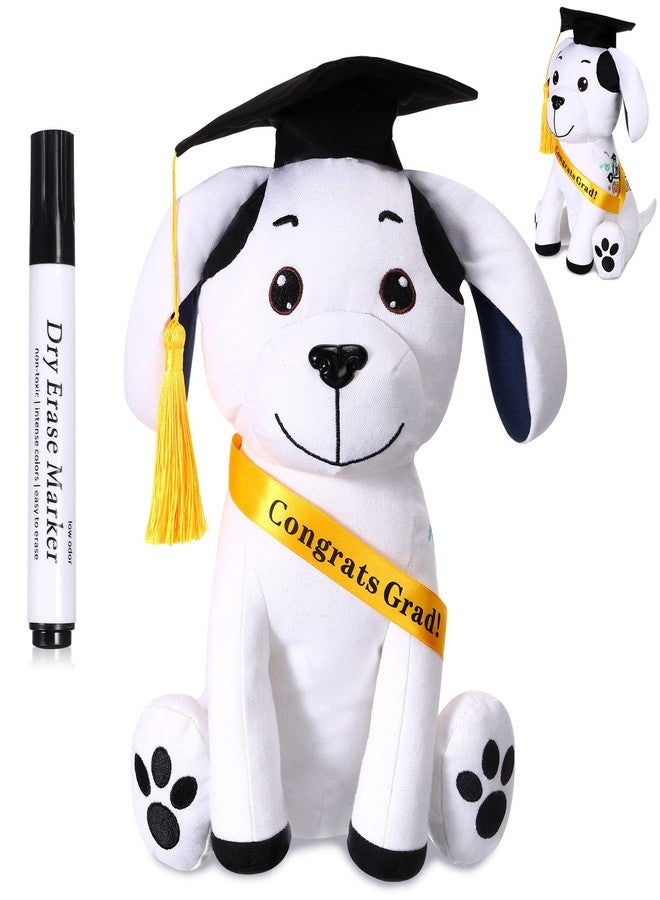 Zomiboo Graduation Dog Autograph Stuffed Animal 2026 Smooth Fabric Stuffed Toy with Congrats Grad Signature Dog Animal with Marking Pen Gold Tassels for Graduate Party Supplies(Black) - Image 1