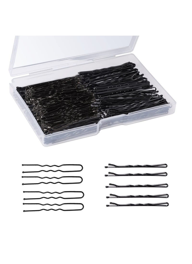 WSICSE - 200Pcs Hair Pins KitBobby Pins and U Shaped Hair Pins Bun Hair Pins Gifts for Women Girls with Storage Box Wedding Hairstyles Black2Inch - Image 1