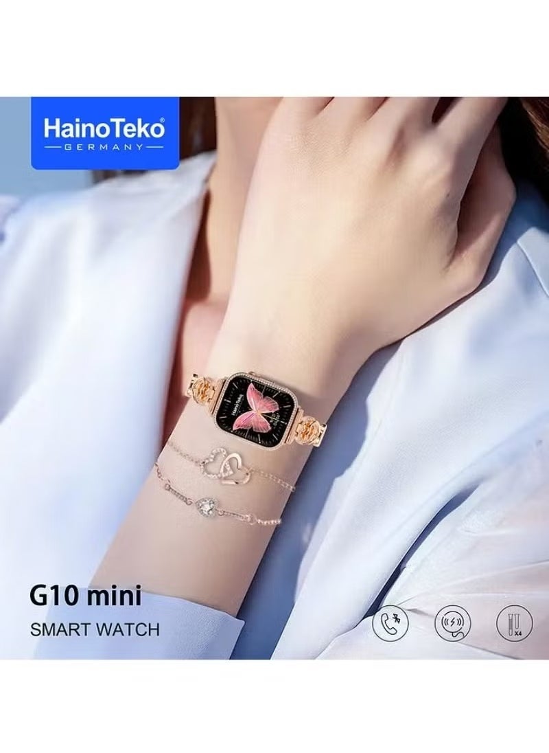 Haino Teko G10 Mini Smart Watch with Real AMOLED Display | Comes with 4 Straps & 2 Bracelets for Custom Style | Fitness Tracker, Heart Rate Monitor, Waterproof, Compatible with iOS & Android  - Image 2