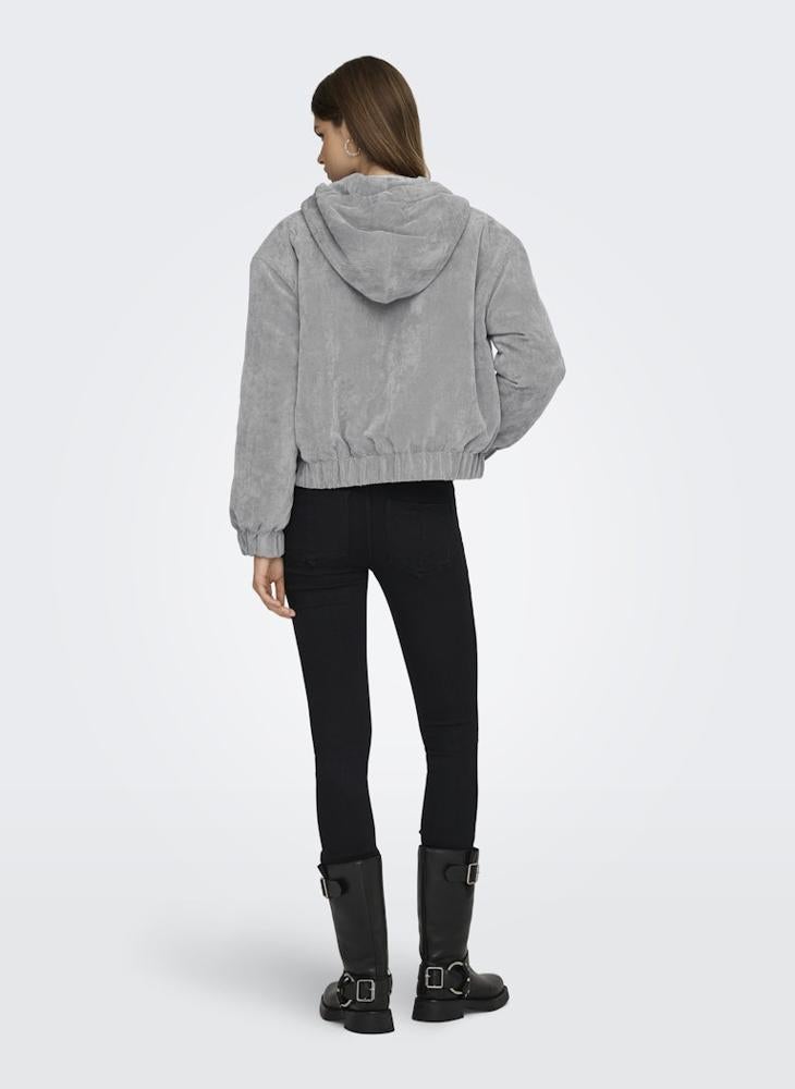 اونلي جاكيت قصير بسحاب من قماش الكوردروي مبطن - Image 2