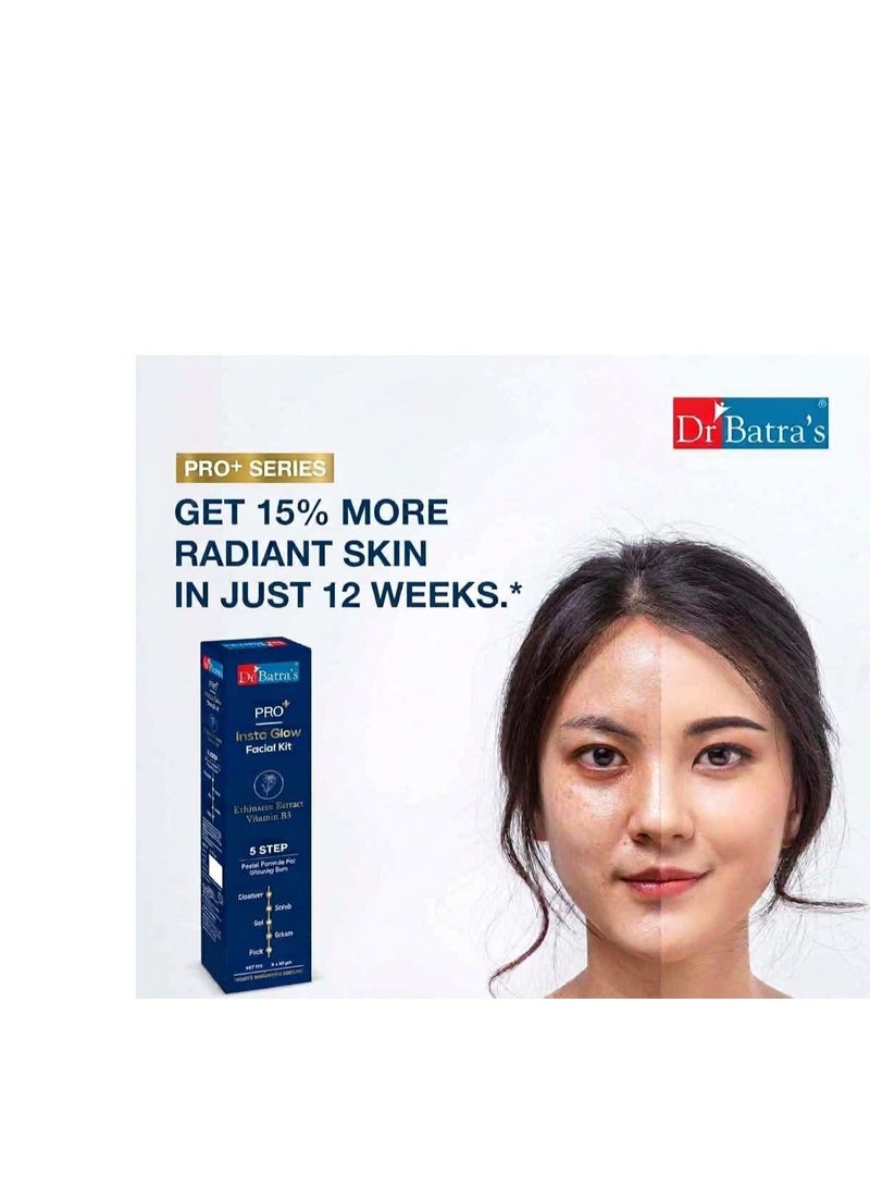 Dr Batra's PRO+ Insta Glow Facial Kit, Enriched with Echinacea extracts & B3, Reduces Blemishes, Face Wash for Clean Skin, Protection from Sun Damage, Moisturized Skin ( 250g) - Image 3