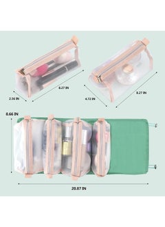 Leego Makeup Pouch Travel Pouch, Makeup Pouch, Large Capacity, 4 Compartments, Foldable, Removable, Travel, Waterproof, Cosmetics Pouch, Toiletry Pouch, For Travel, Multifunctional, Cute, Bathroom-Brown  - Image 3