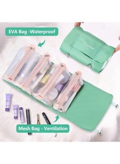 Leego Makeup Pouch Travel Pouch, Makeup Pouch, Large Capacity, 4 Compartments, Foldable, Removable, Travel, Waterproof, Cosmetics Pouch, Toiletry Pouch, For Travel, Multifunctional, Cute, Bathroom-Brown  - Image 4