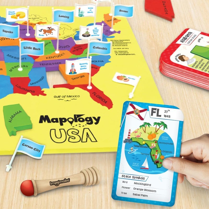 Imagimake Mapology USA Flash Cards with USA Map Puzzle - Image 4