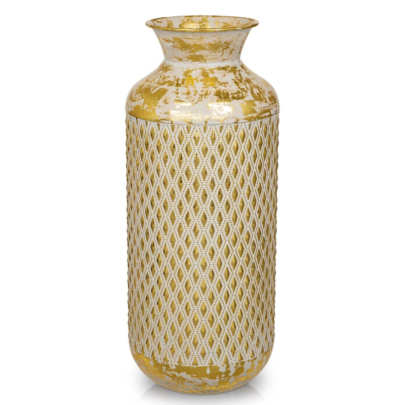 Arborus Flower Vase Rustic Metal Vases, 16" Gold Vintage Pattern Vase for Farmhouse Home DÃ©cor Artificial Flowers and Centerpieces - Image 1