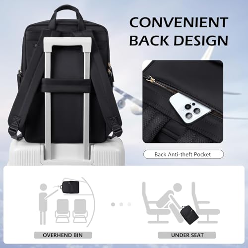 GOLF QUALITY Slim Laptop Backpack for Women, Lightweight Business Backpack for Women Computer Bag Purse for Commuting, Fit 16 Inch, Black - Image 5